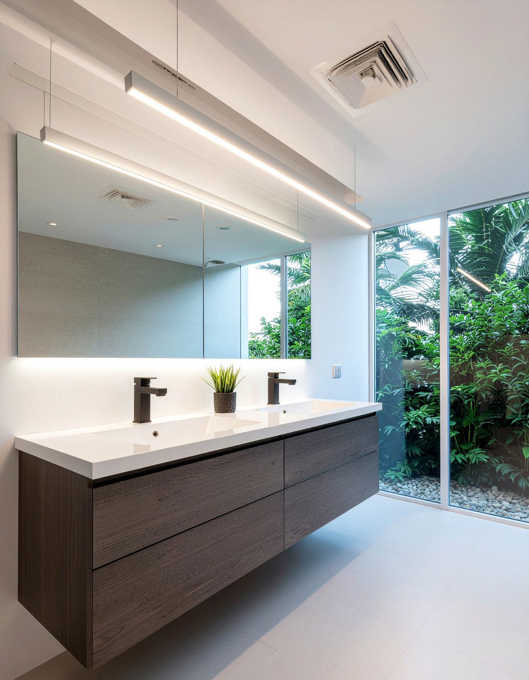 Sleek Linear Pendant - 30 bathroom pendant light ideas