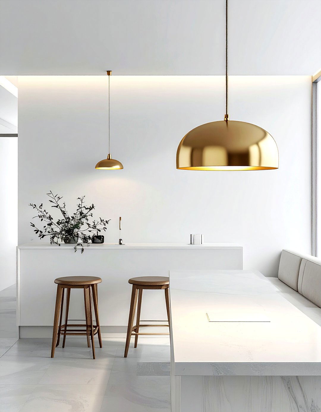 Sleek brass bar light - 30 brass chandelier dining room ideas