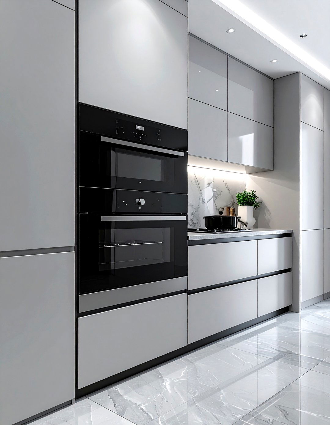 Sleek handleless wall oven - 30 wall oven kitchen ideas