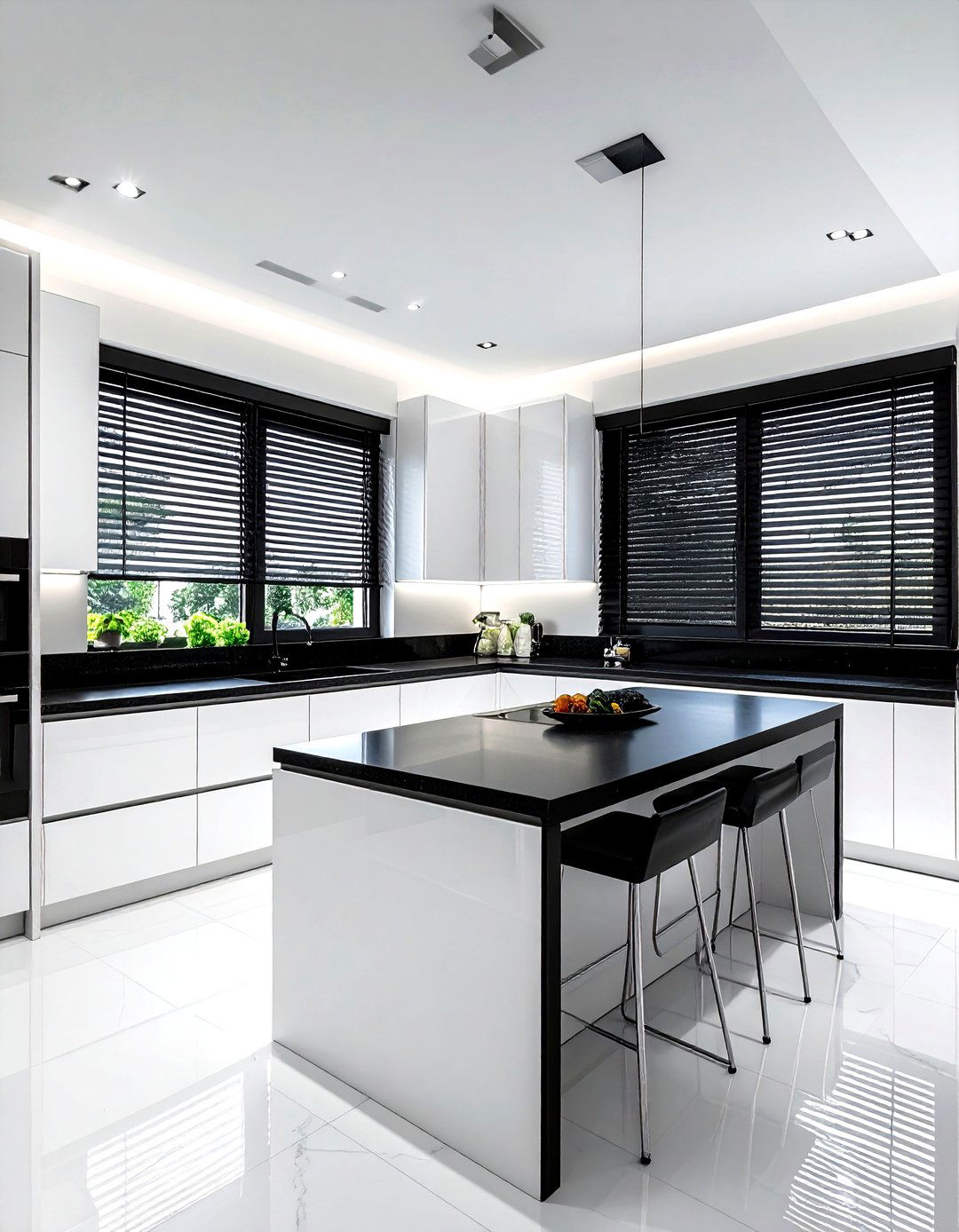 Sleek kitchen black blinds - 30 kitchen blinds ideas