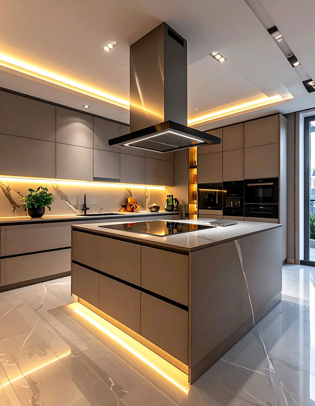 Sleek kitchen with hidden ventilation - 30 downdraft cooktop kitchen ideas