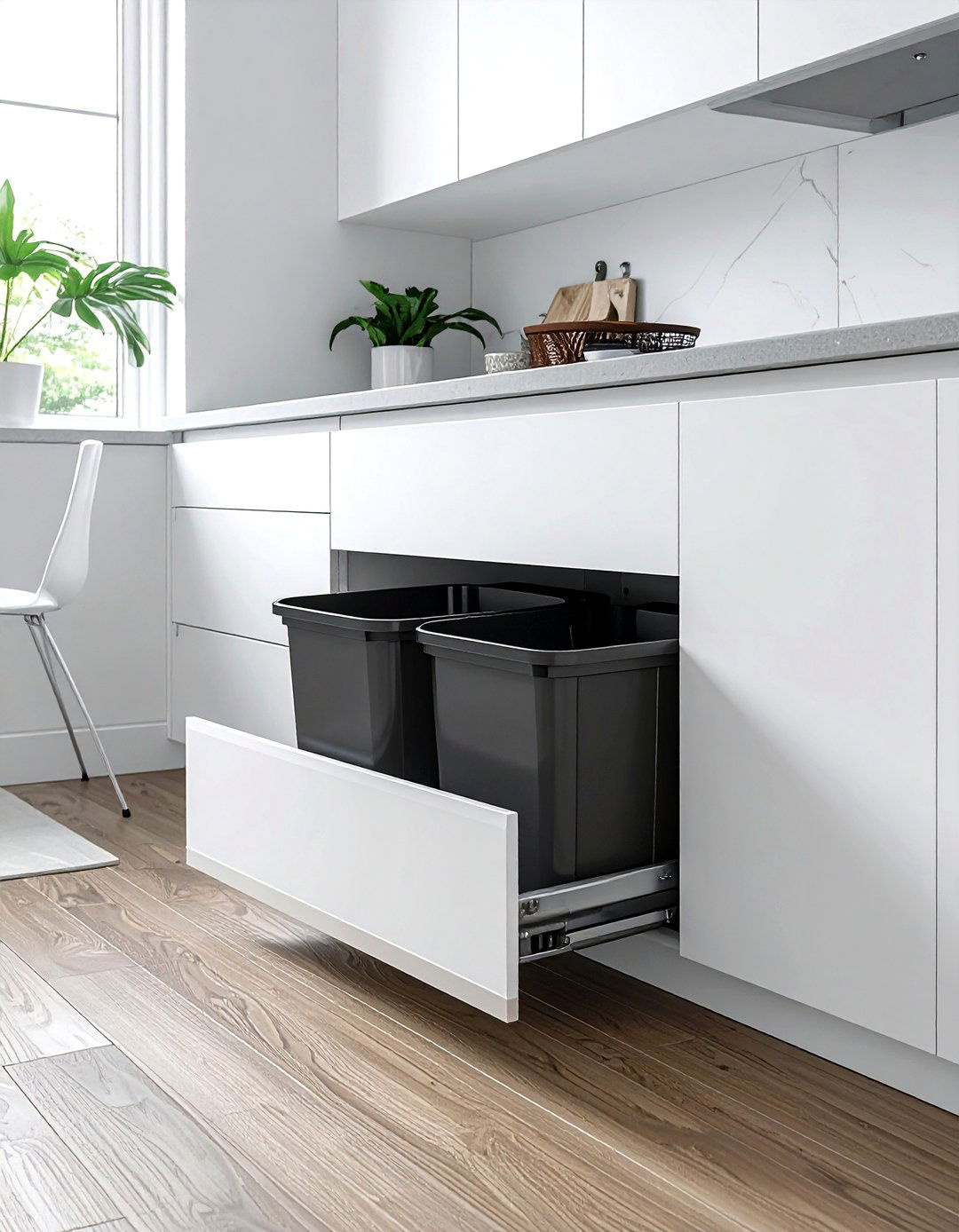 Slide Out Trash Can - 30 space-saving kitchen ideas