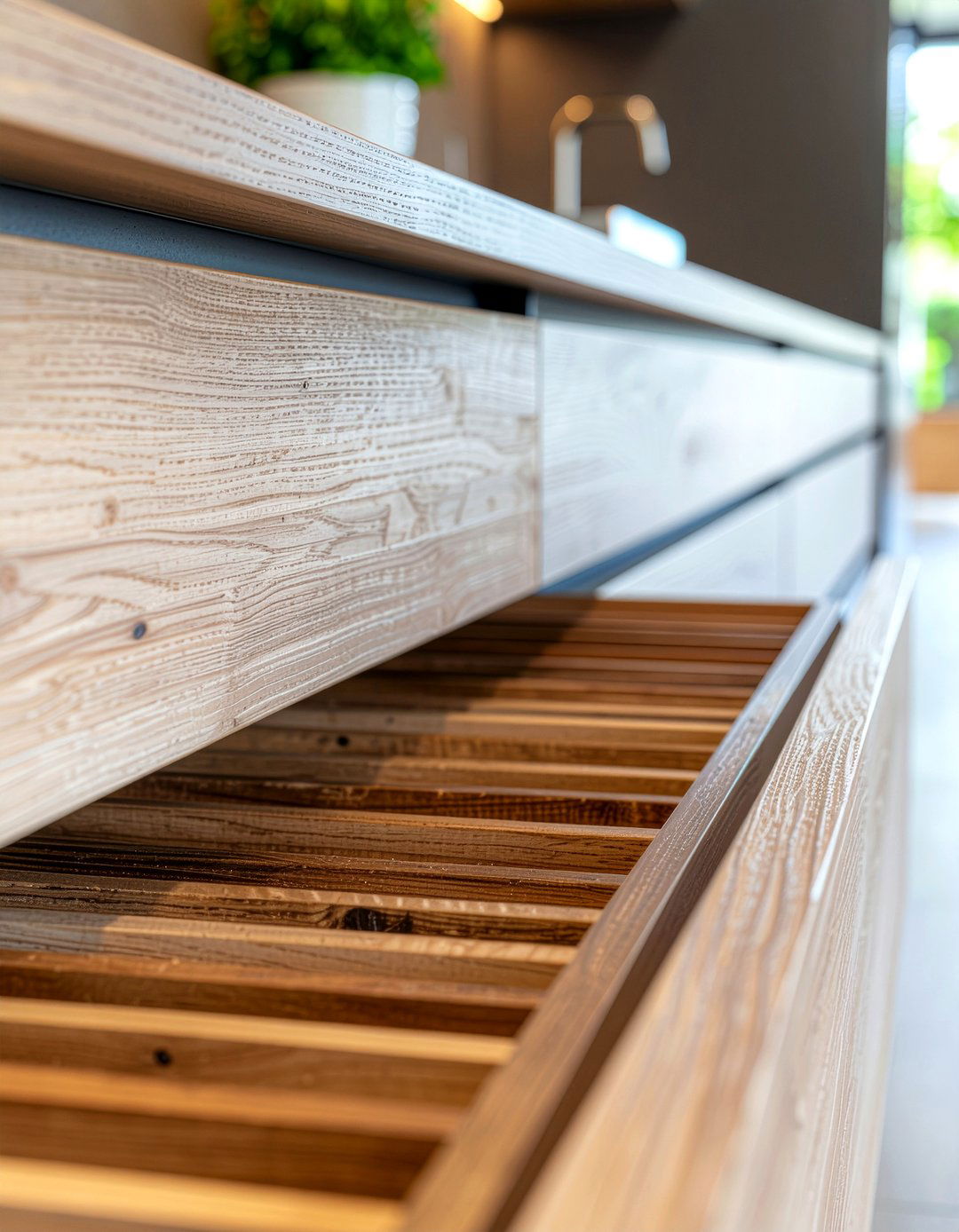 Slide out wood dividers - 30 pot and pan storage kitchen ideas