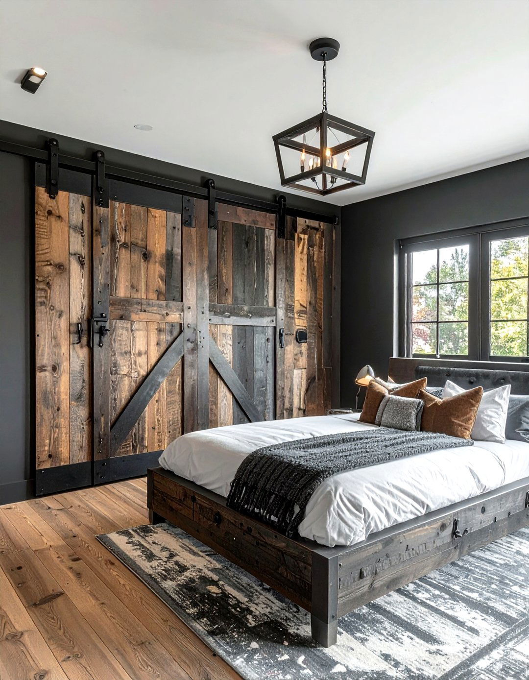 Sliding Barn Door - 30 industrial black bedroom ideas