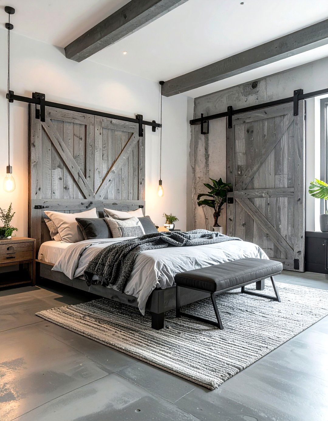 Sliding Barn Door - 30 industrial gray bedroom ideas