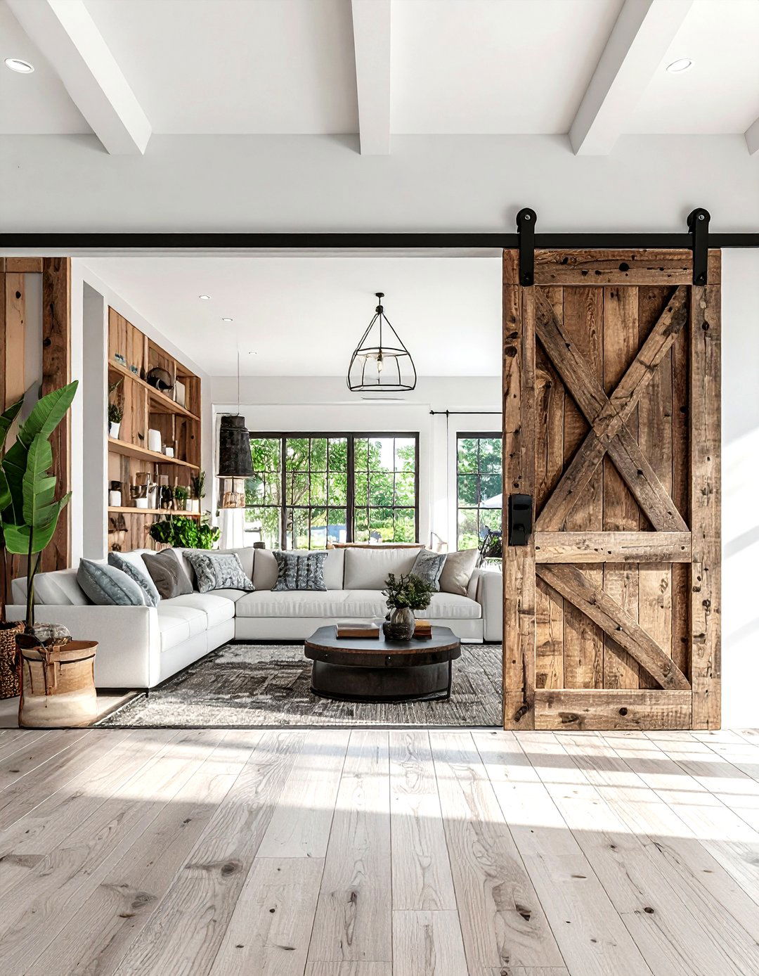 Sliding Barn Door - 30 living room transition ideas