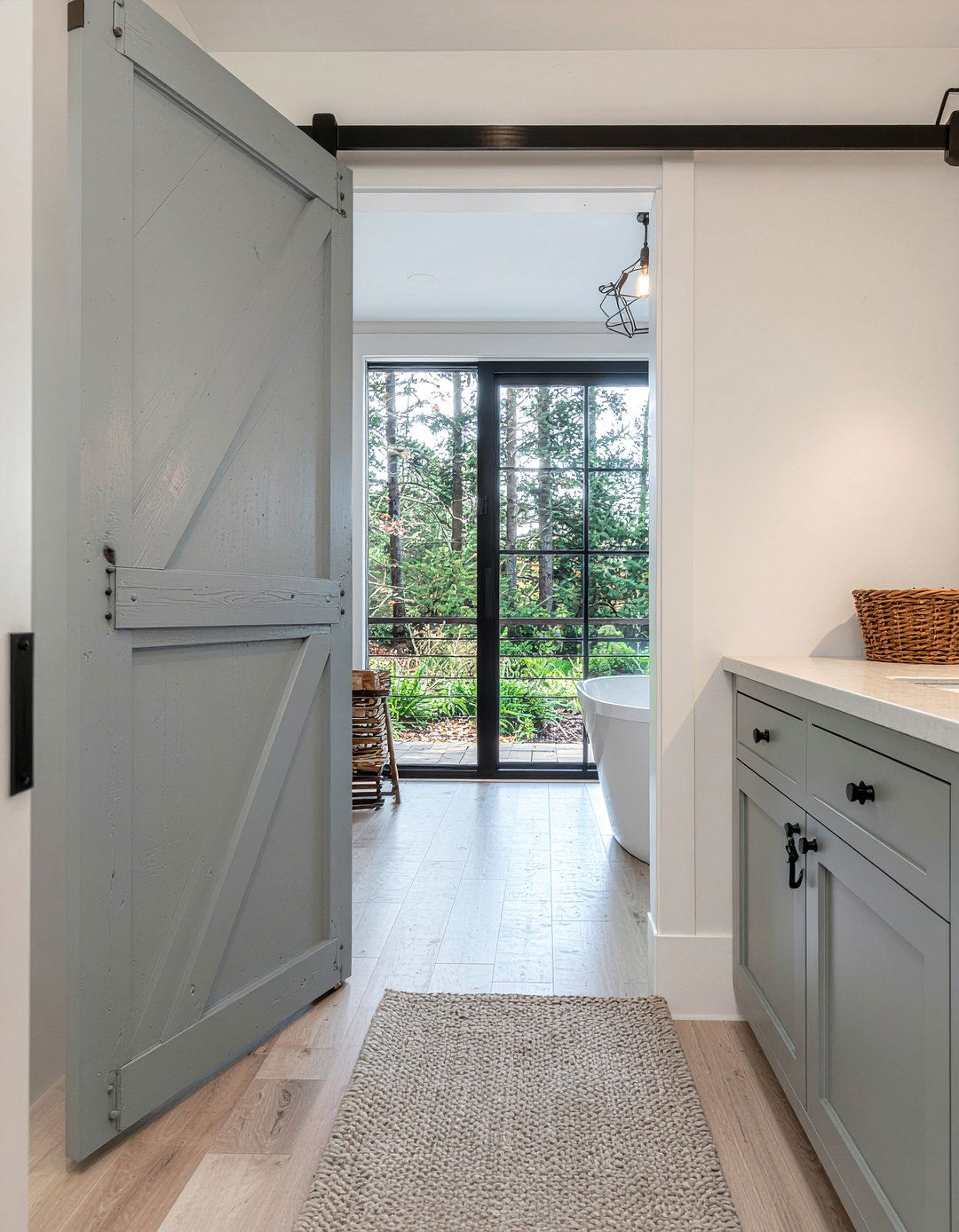 Sliding Barn Door - 30 narrow bathroom ideas