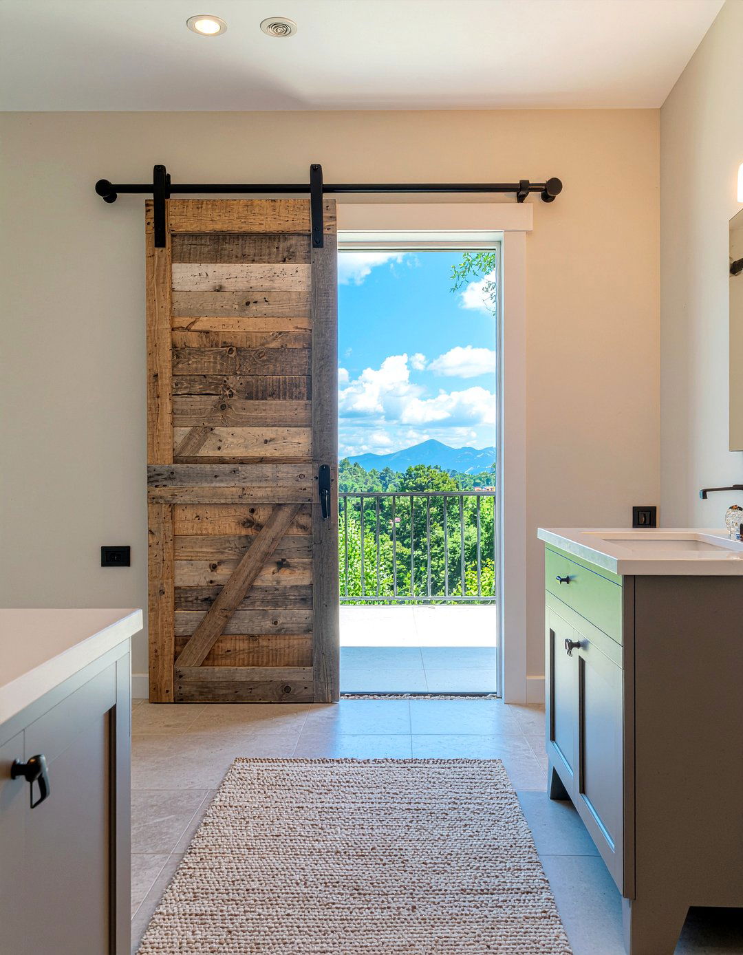Sliding Barn Door - 30 small bathroom remodel ideas