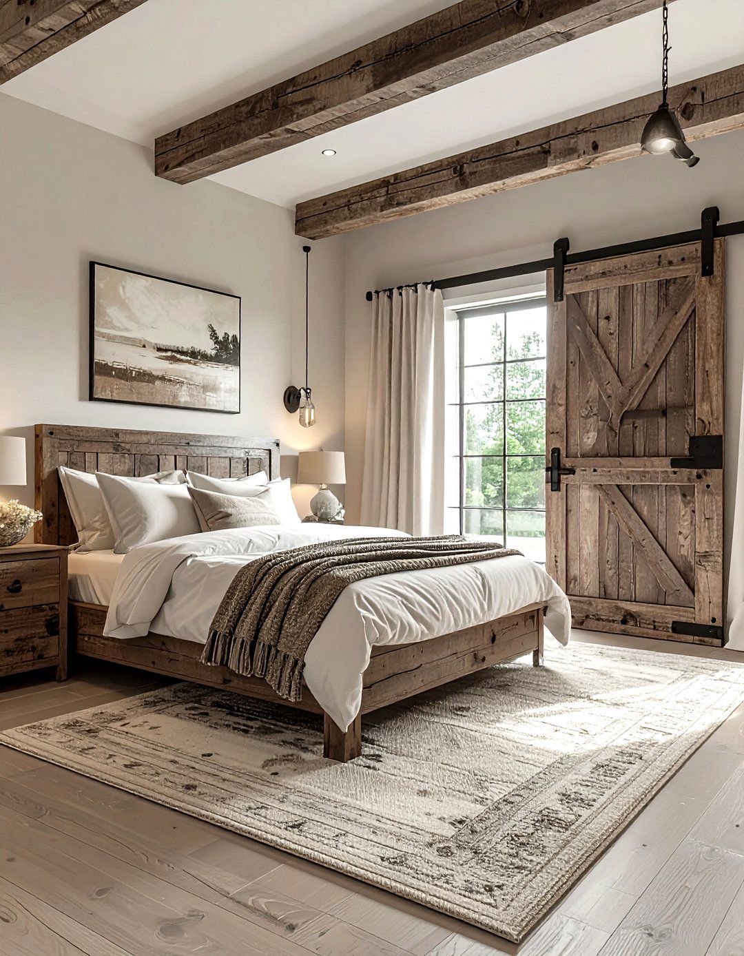 Sliding Barn Door Bedroom - 30 rustic beige bedroom ideas