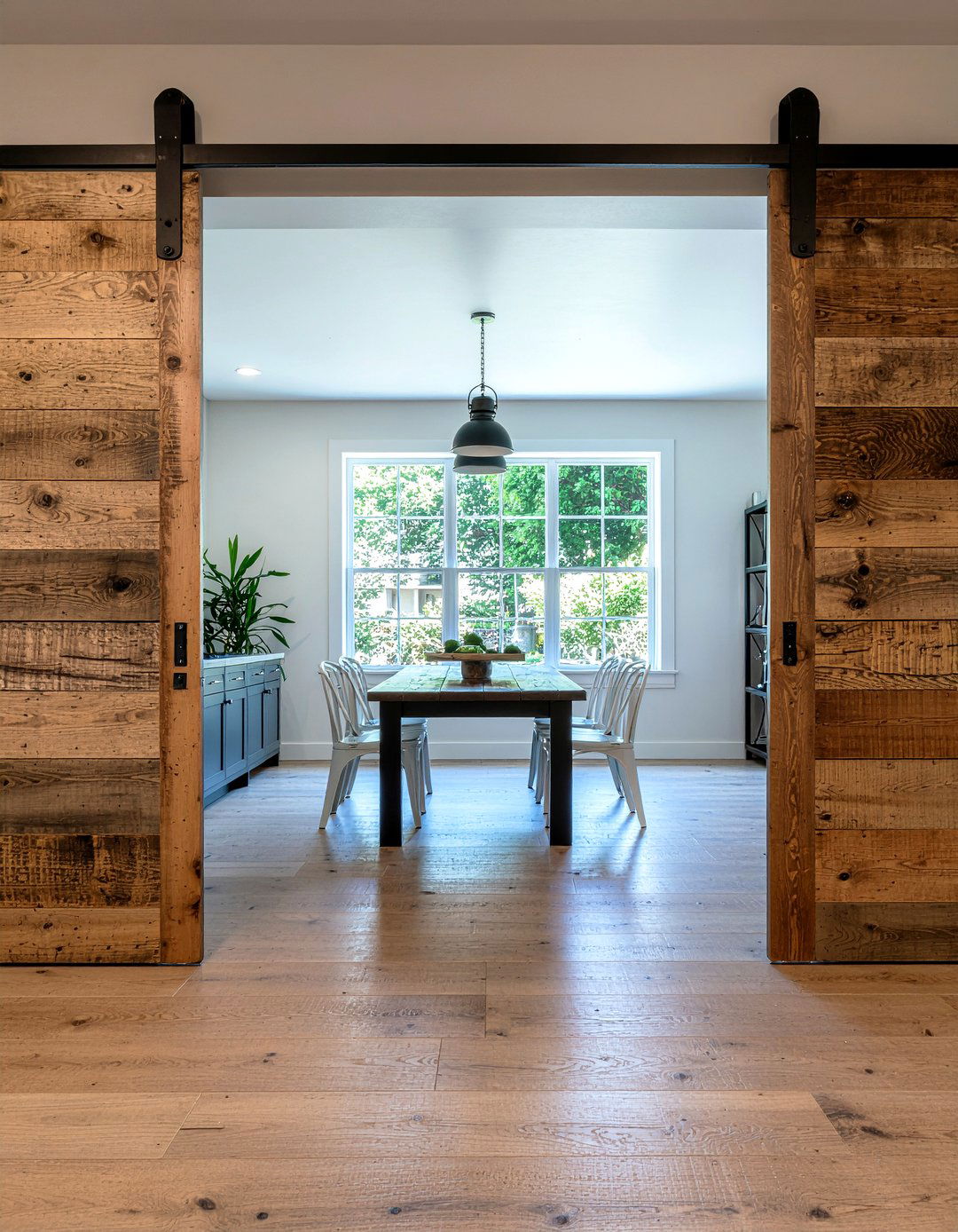 Sliding Barn Door Entry - 30 rustic chic dining room ideas