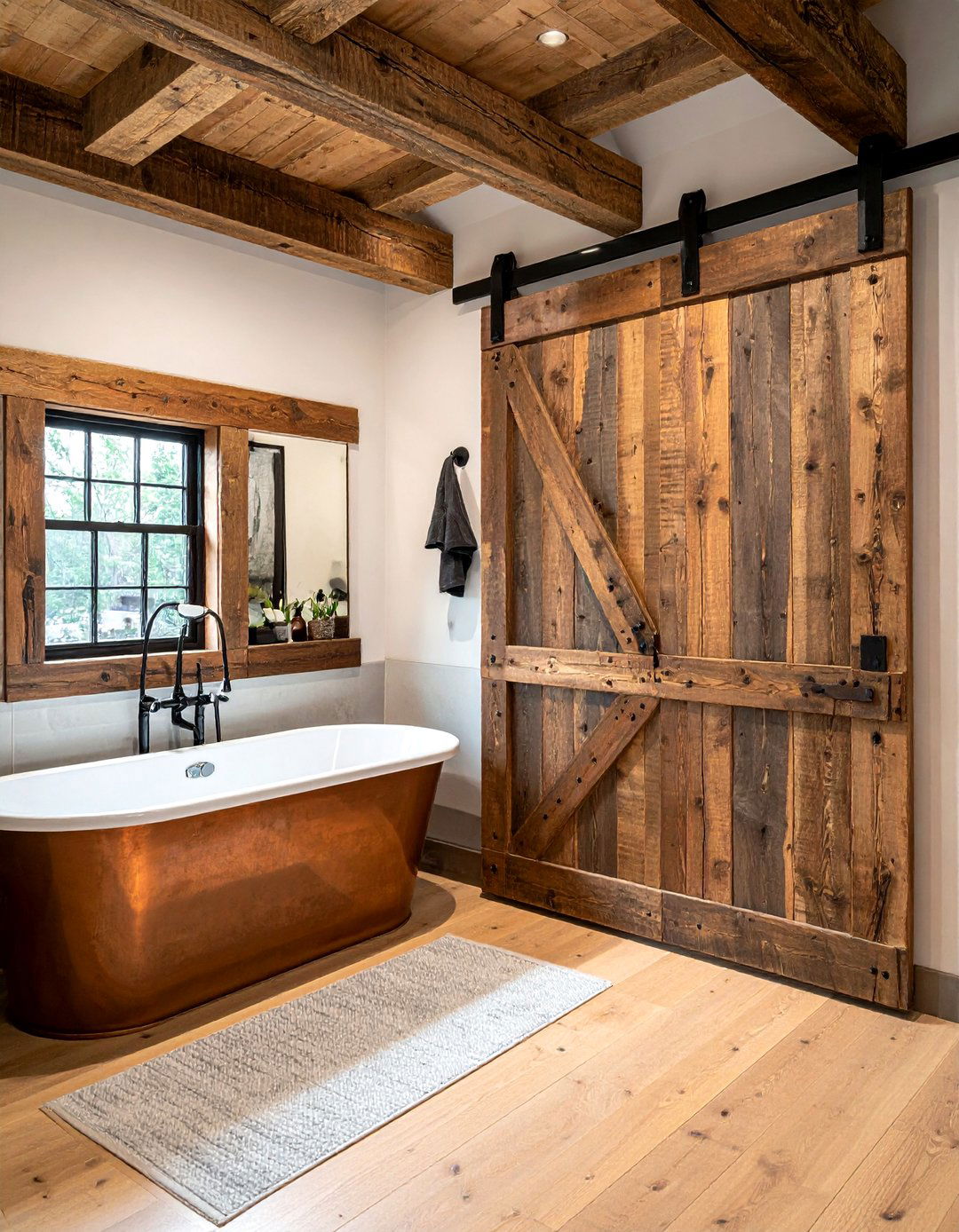 Sliding Barn Door Shutter - 30 bathroom window treatment ideas