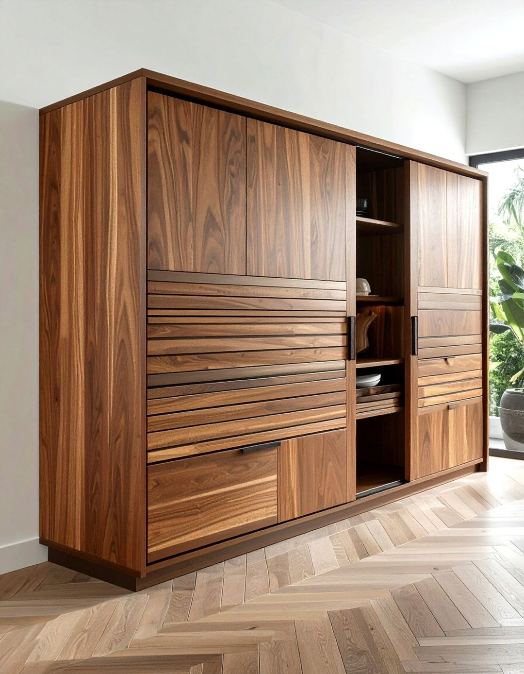 Sliding Door Credenza - 30 dining room cabinet storage ideas