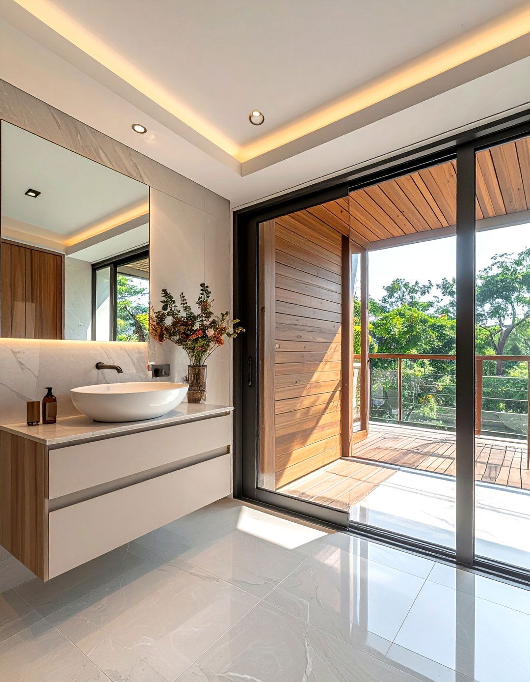 Sliding Glass Door - 30 natural light bathroom ideas