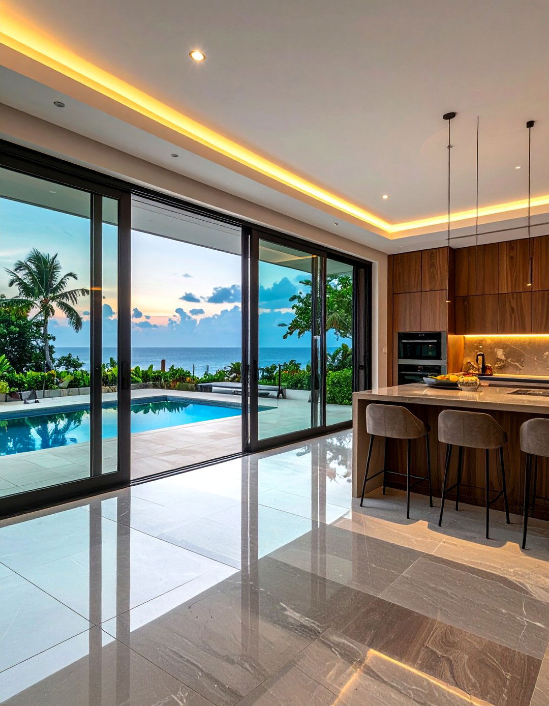 Sliding Glass Doors - 30 tropical kitchen ideas