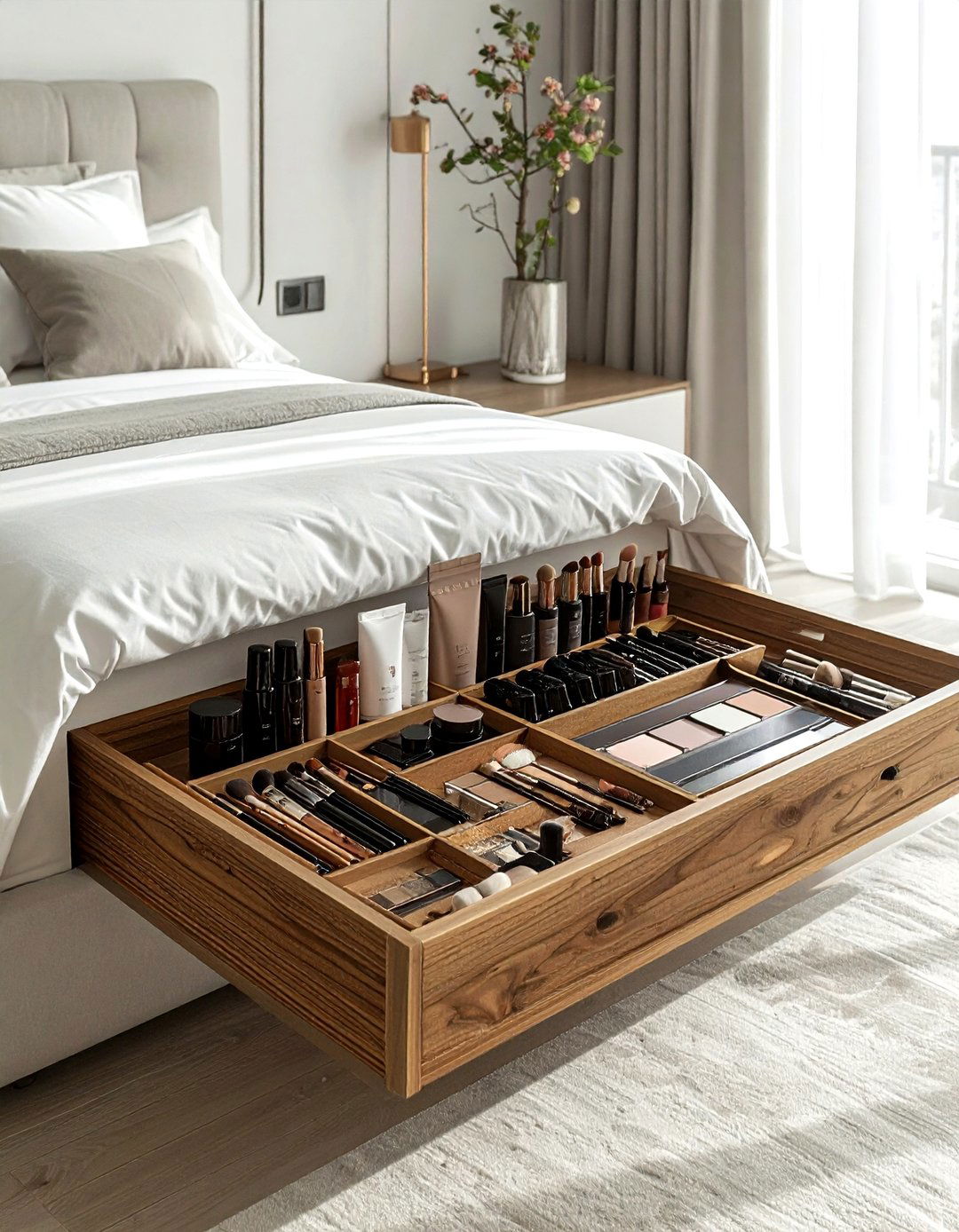 Sliding Underbed Tray - 30 bathroom under bed storage ideas