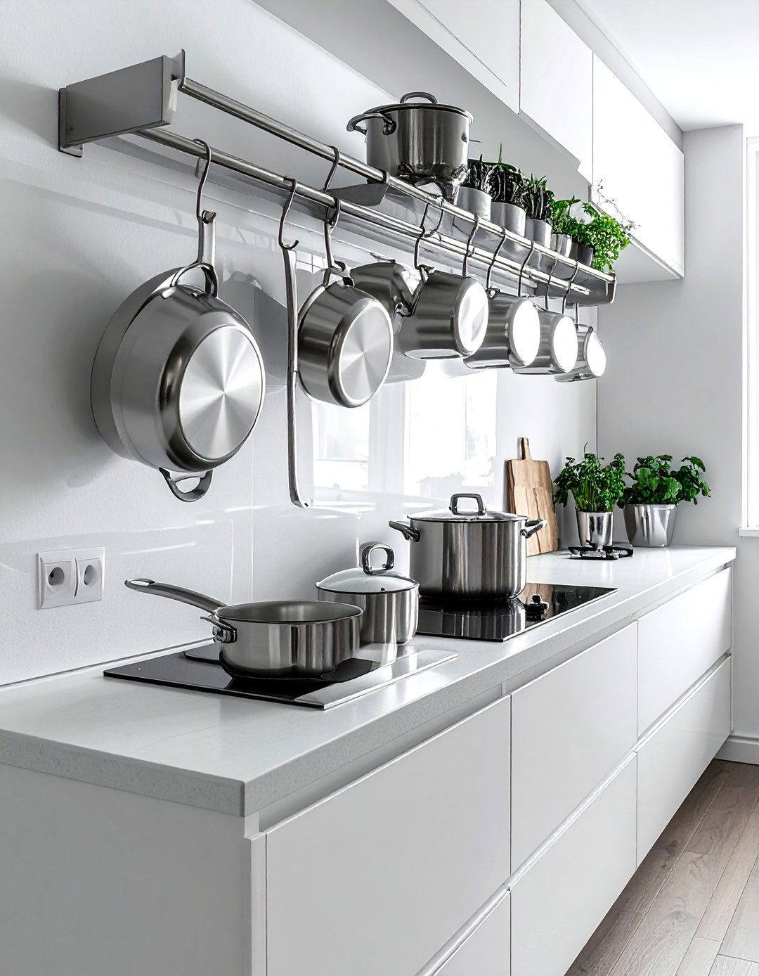 Sliding Wall Hook - 30 wall pot rack kitchen ideas
