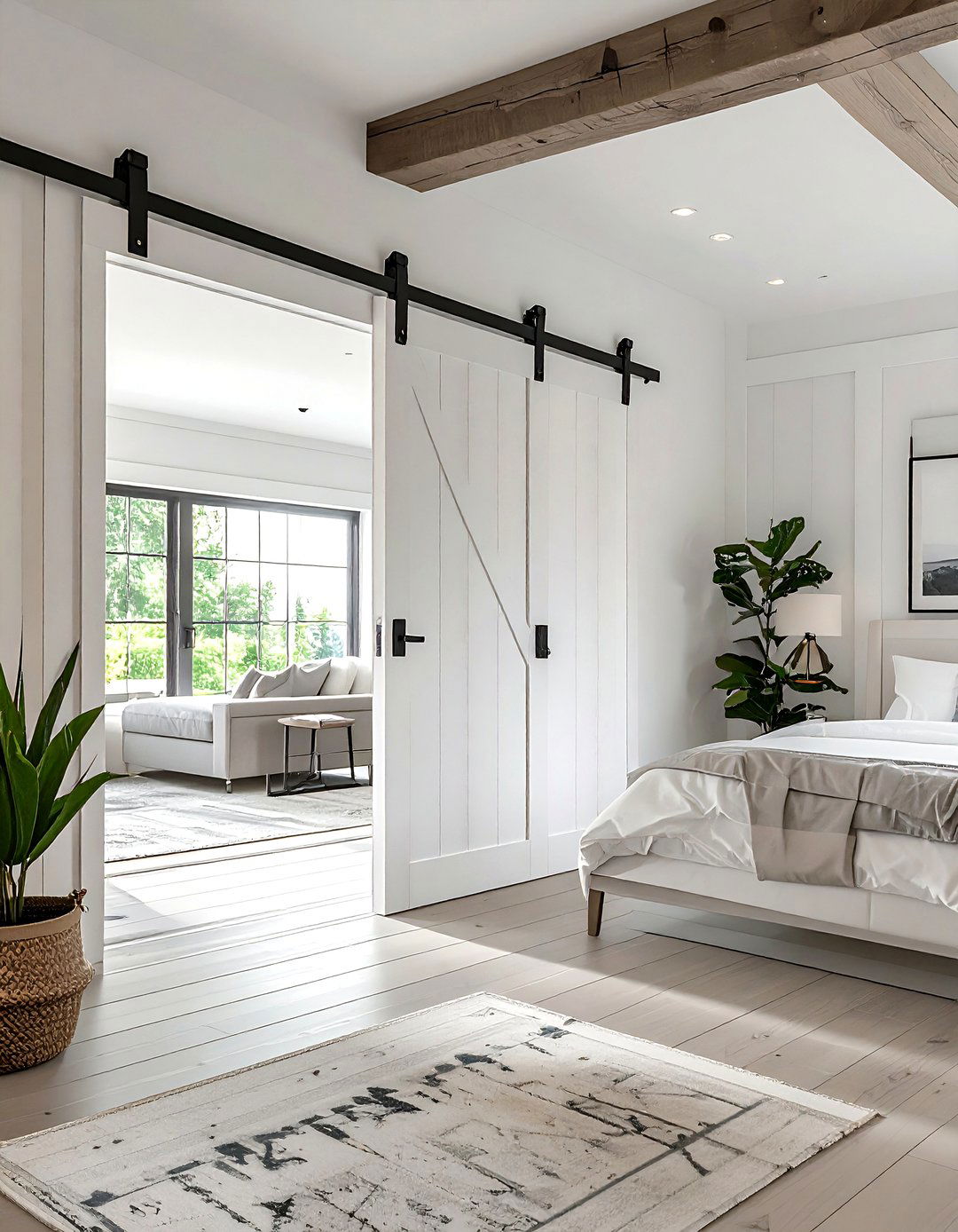 Sliding barn door - 30 compact living room ideas