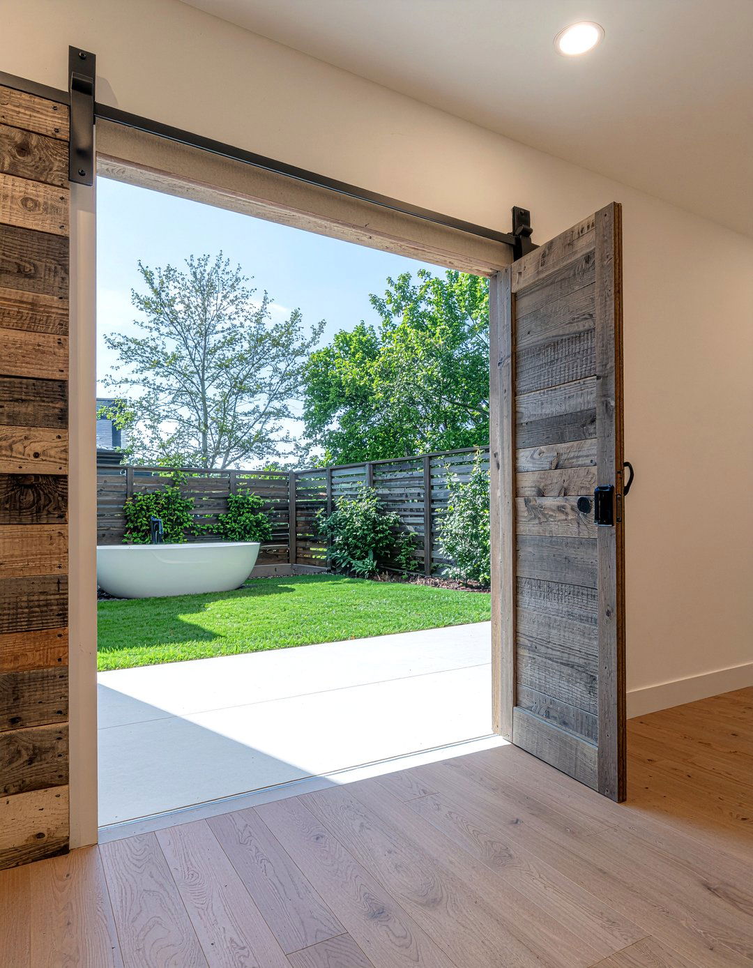 Sliding barn door - 30 bathroom makeover ideas