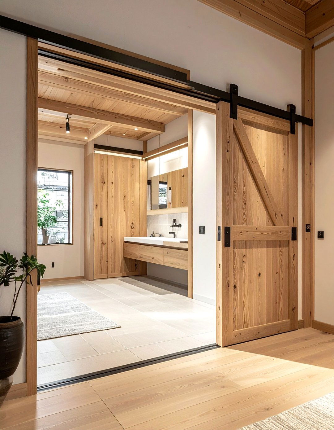 Sliding barn door - 30 Japanese home decor ideas