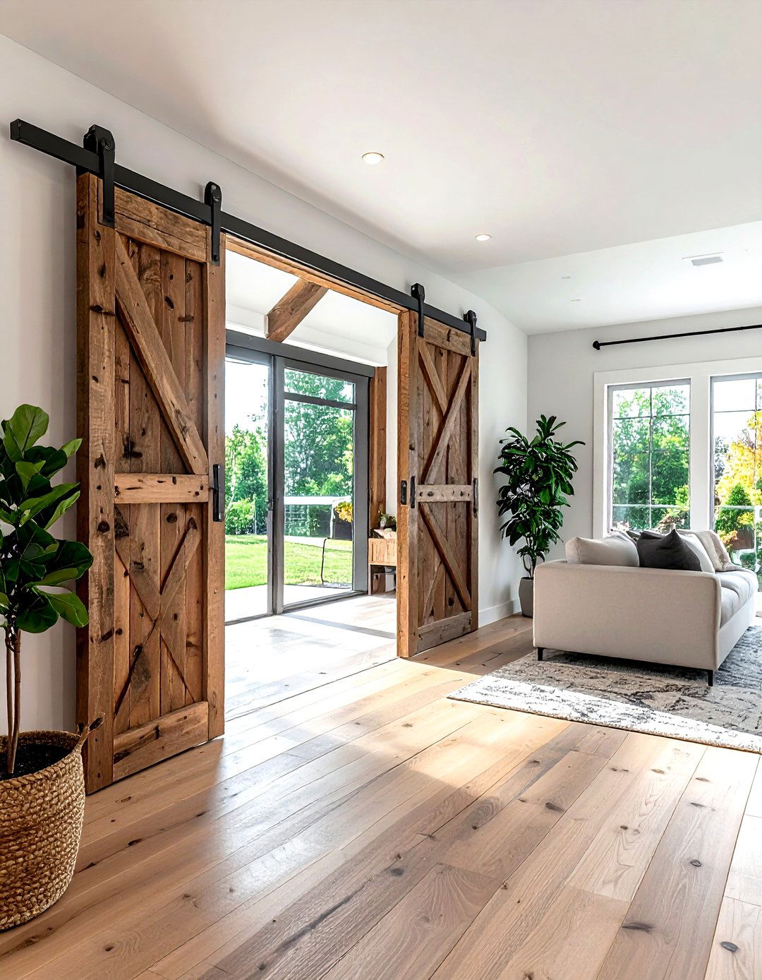 Sliding barn door - 30 living room zoning ideas