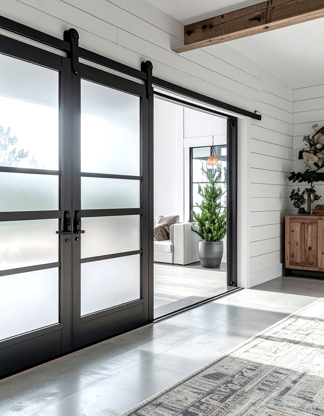 Sliding barn door - 30 bathroom space-saving ideas