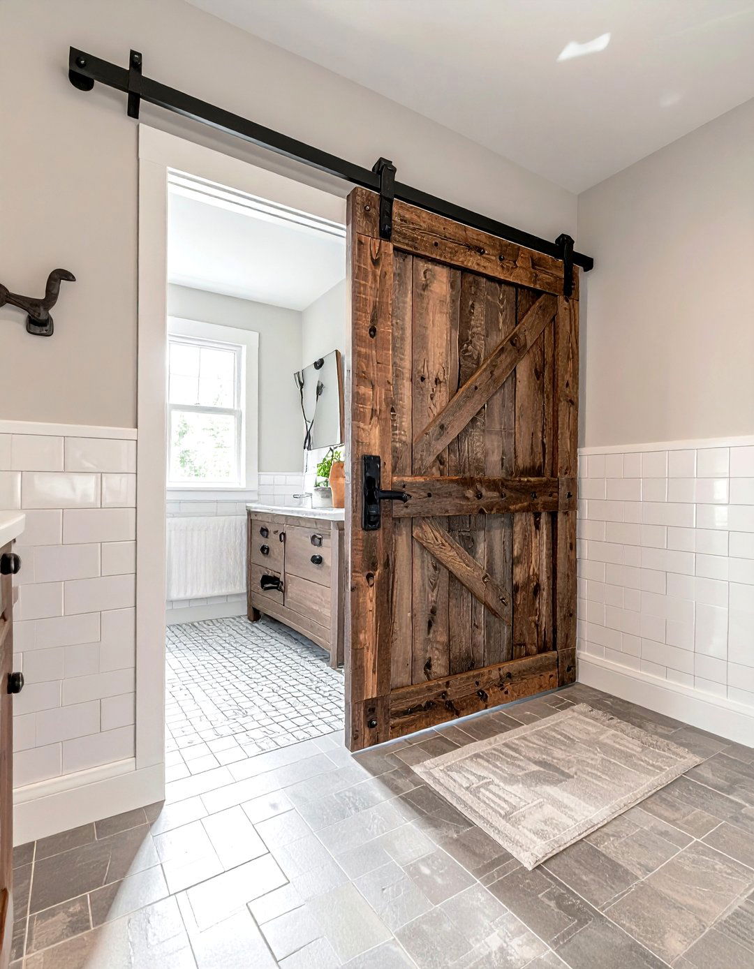 Sliding barn door - 30 tiny bathroom ideas