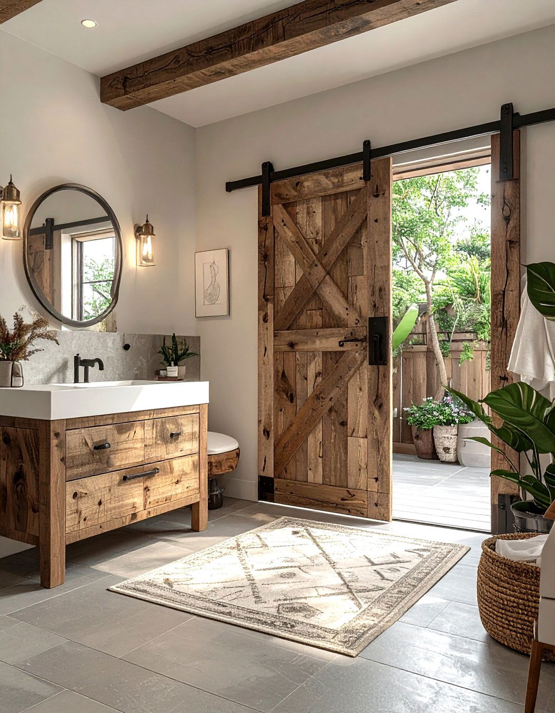 Sliding barn door bathroom - 30 zen bathroom ideas