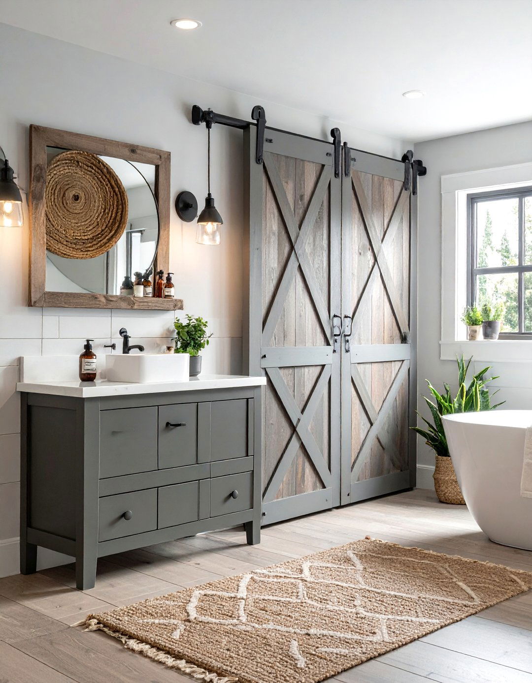 Sliding barn door cabinet - 30 bathroom weekend project ideas