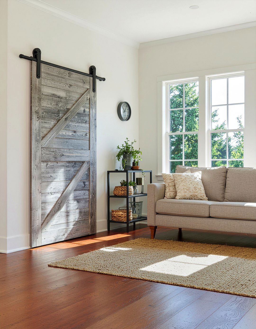 Sliding barn door cabinet - 30 living room storage unit ideas