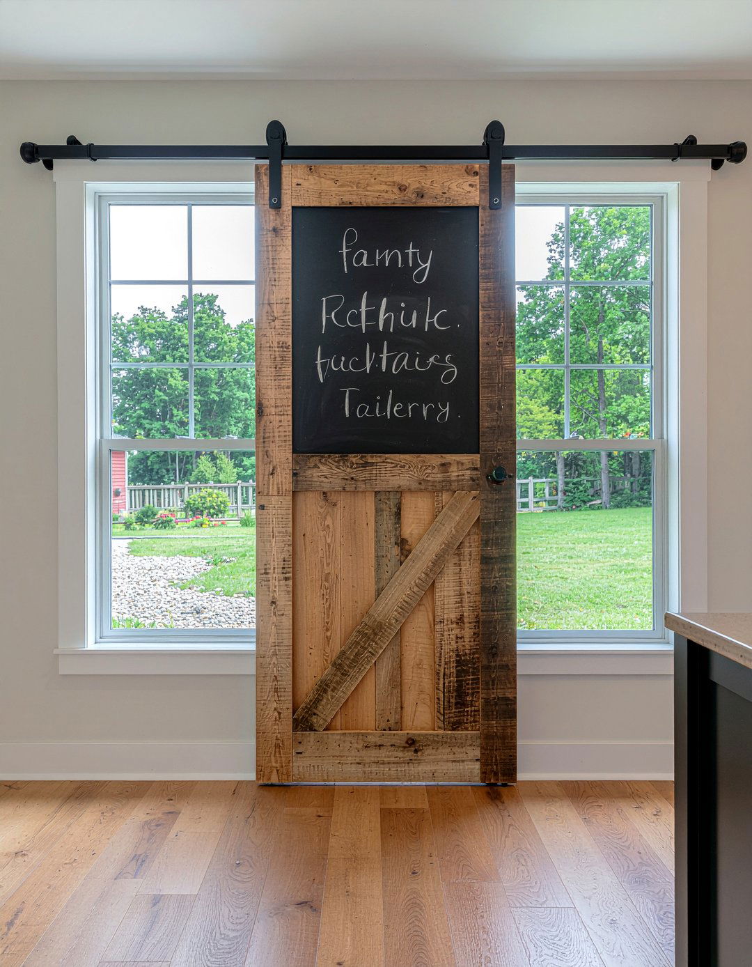 Sliding barn door chalkboard - 30 kitchen message board ideas