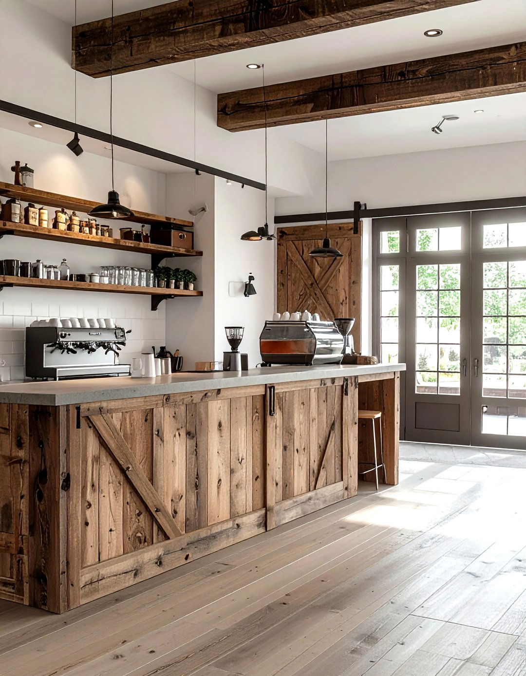 Sliding barn door coffee bar - 30 kitchen coffee bar ideas