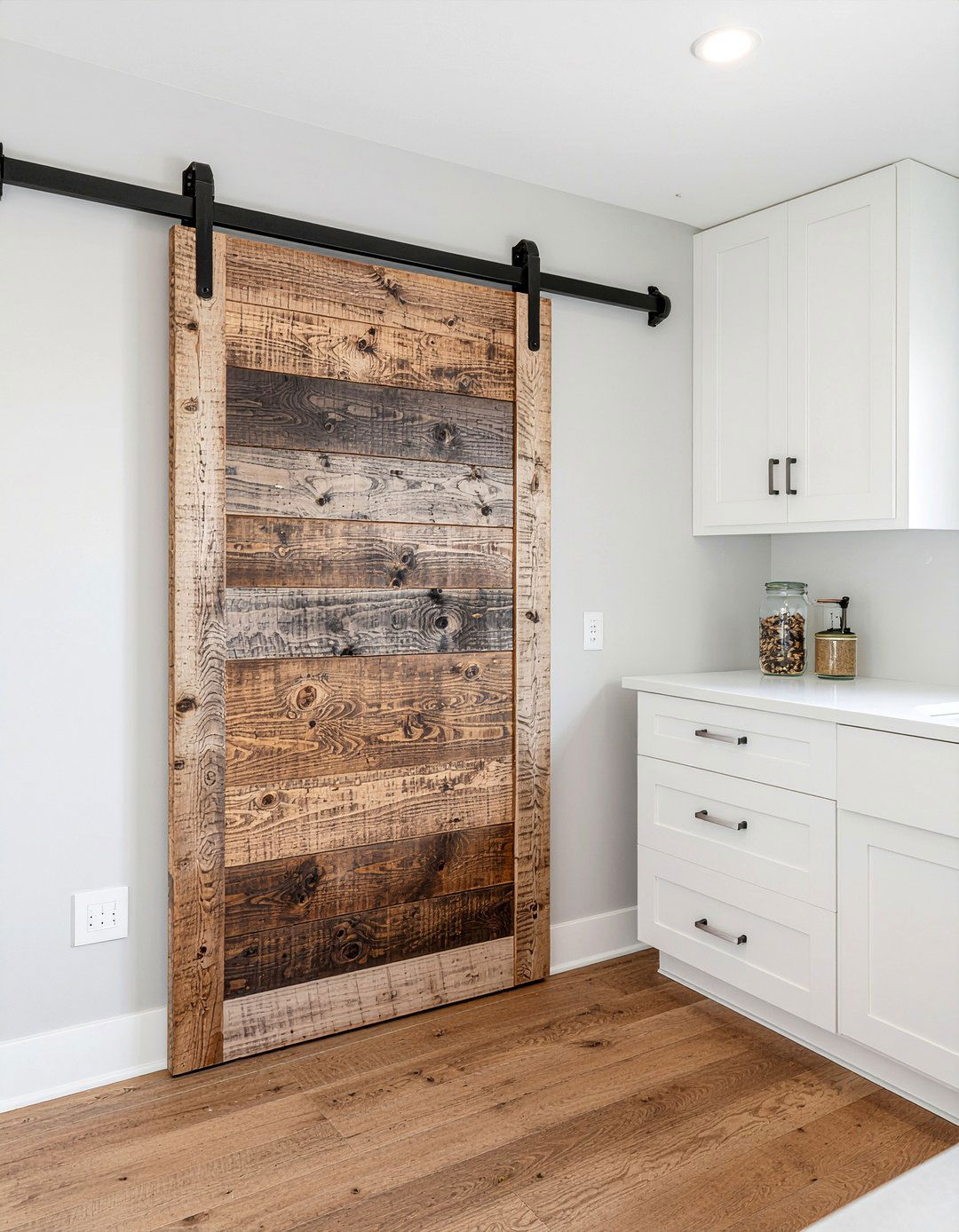 Sliding barn door pantry - 30 modern farmhouse kitchen ideas