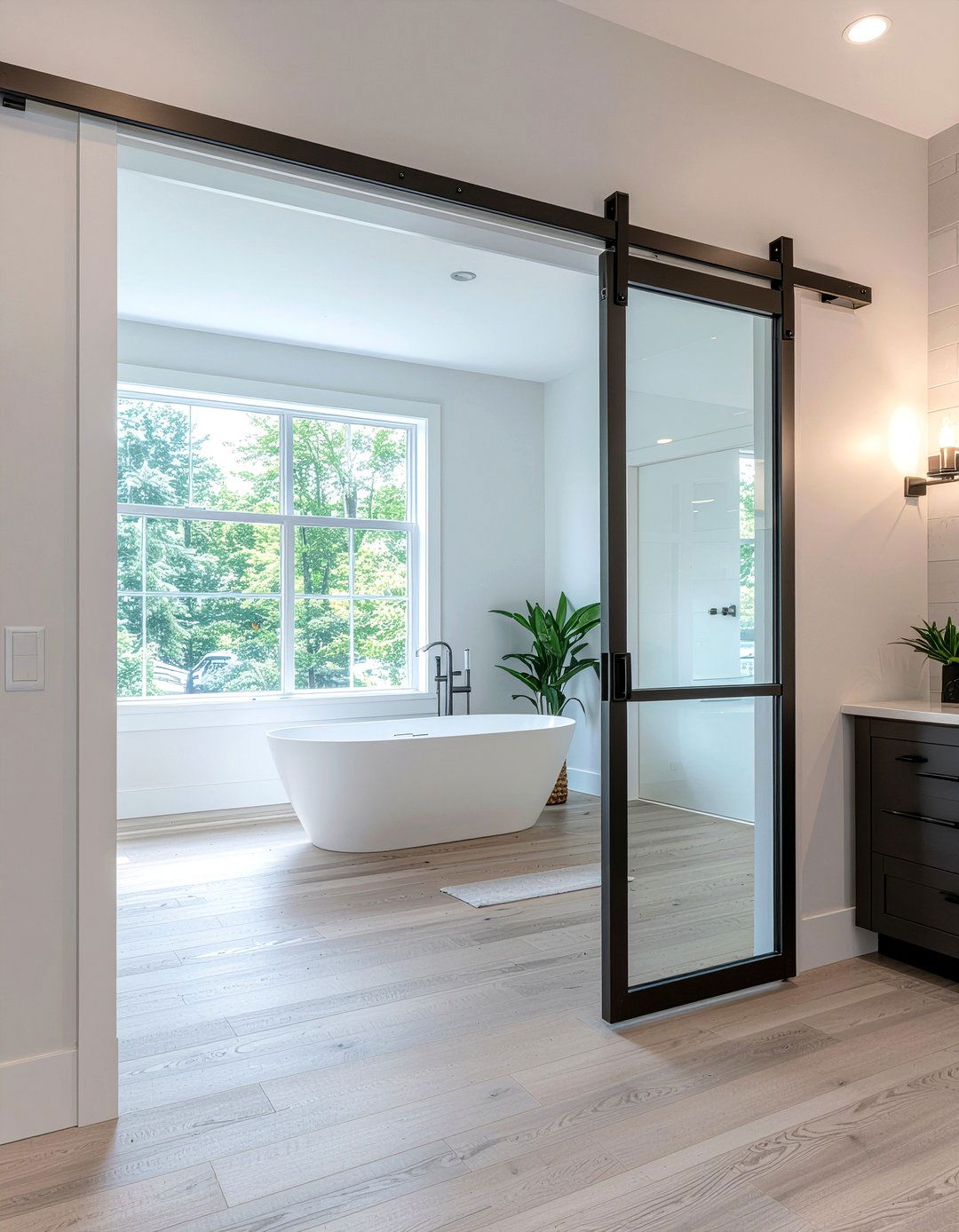 Sliding barn door - 30 bathroom expansion ideas