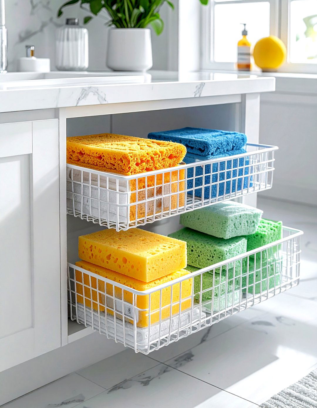 Sliding cabinet basket - 30 kitchen storage hacks
