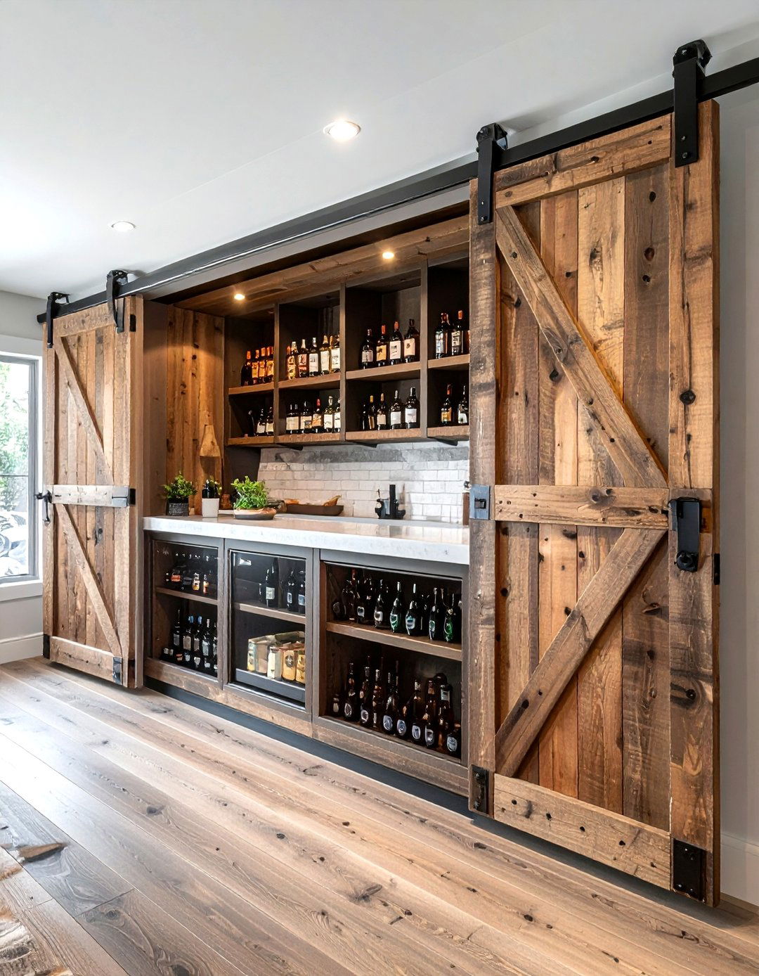 Sliding door beverage cabinet - 30 beverage station kitchen ideas