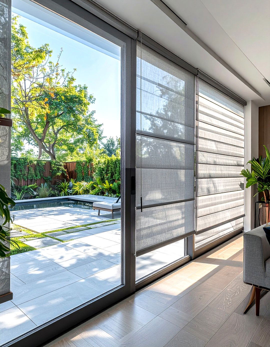 Sliding glass door blinds - 30 living room window treatments