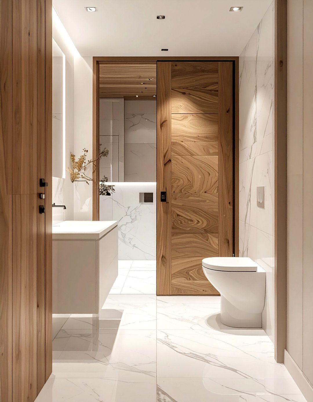 Sliding pocket door entry - 30 water closet ideas