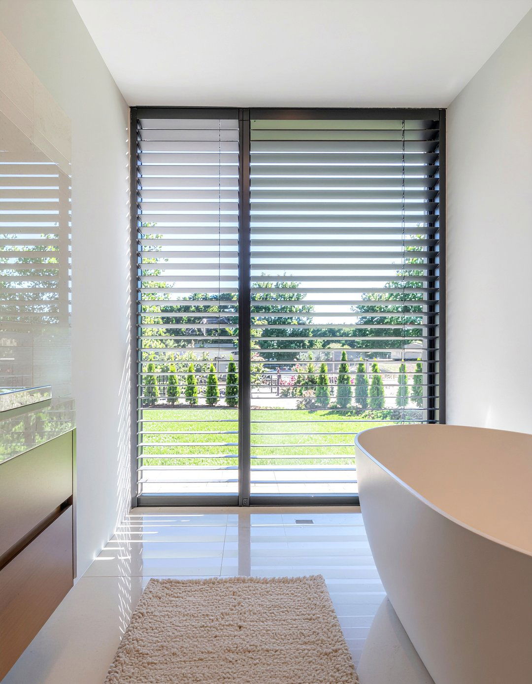 Sliding track shutters - 30 bathroom shutter ideas