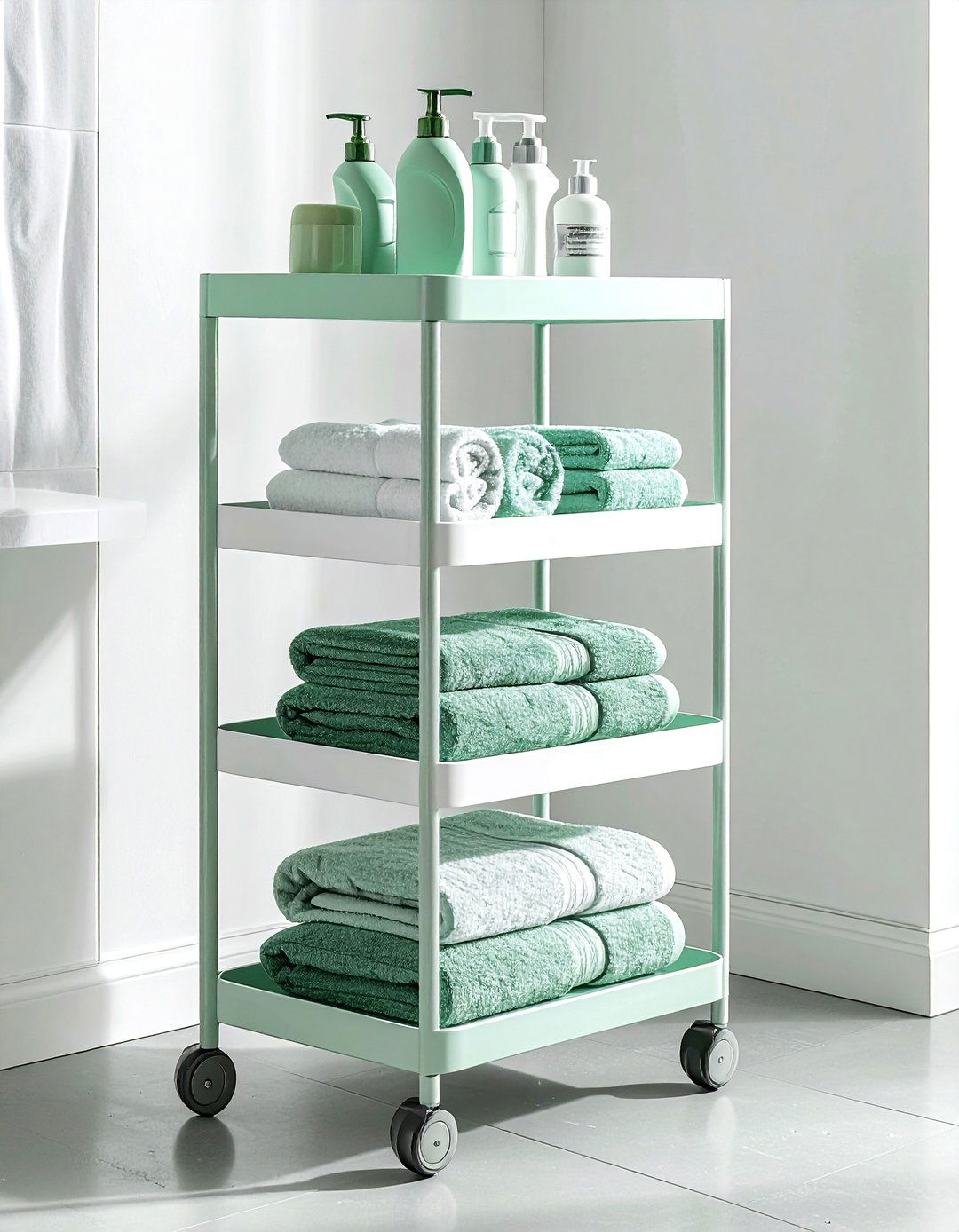 Slim rolling cart - 30 bathroom vertical storage ideas