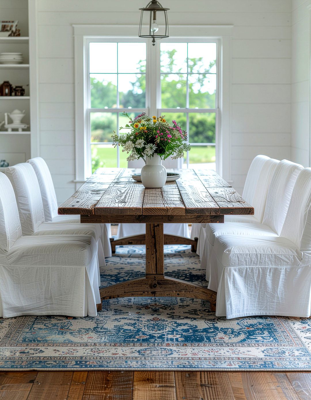 Slipcovered Chairs - 30 dining room seating for 8 ideas