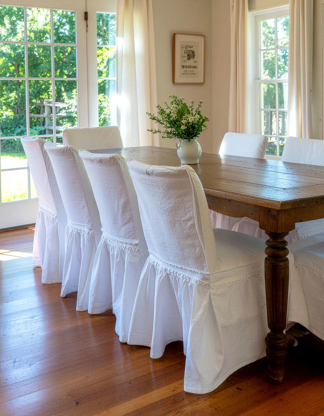 Slipcovered Dining Chairs - 30 country dining room ideas