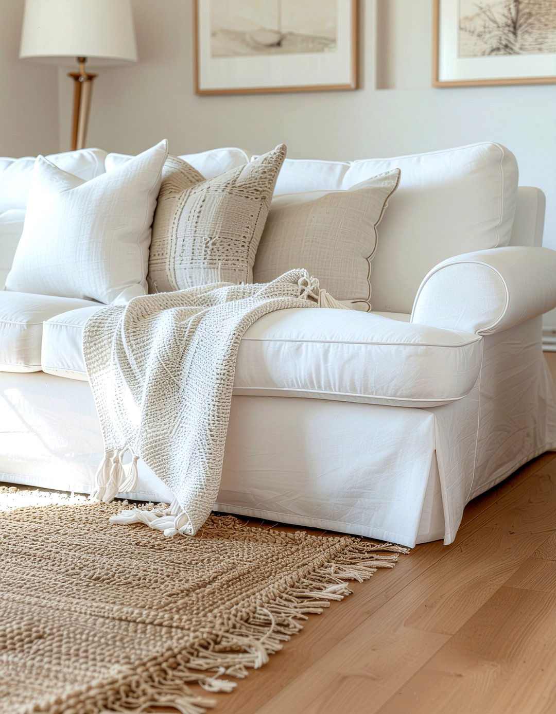 Slipcovered White Sofa - 30 nantucket living room ideas