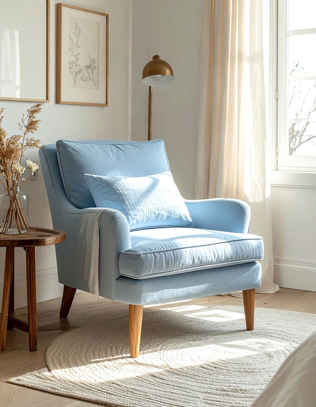 Slipcovered bedroom chair - 30 coastal blue bedroom ideas