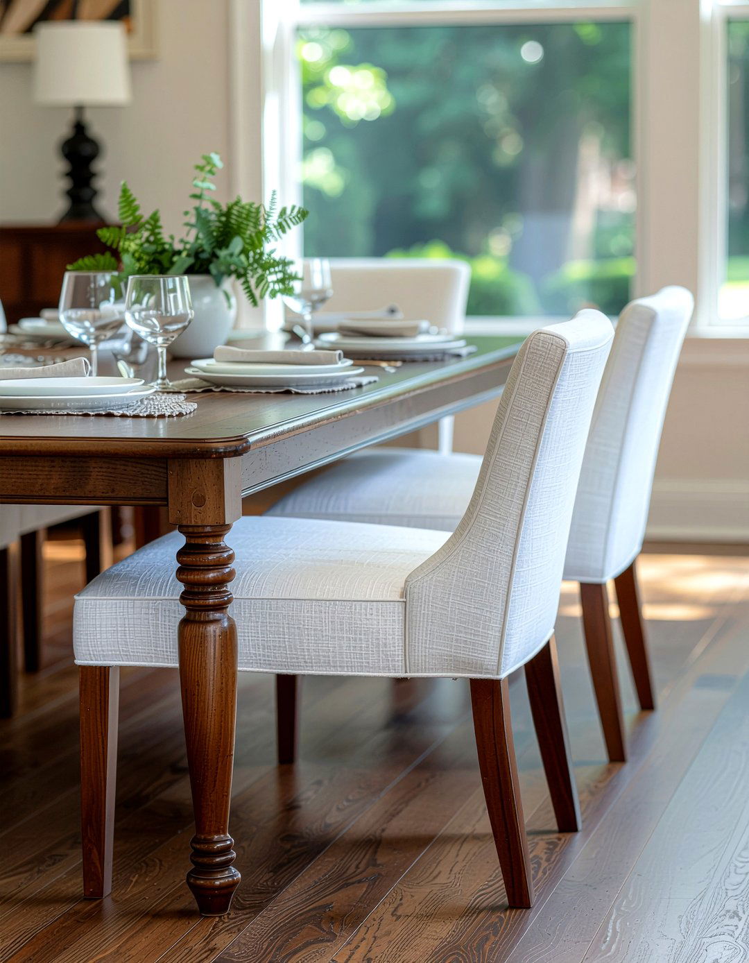 Slipcovered dining chairs - 30 low-maintenance dining room ideas