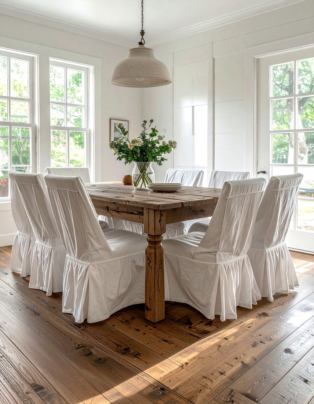 Slipcovered dining chairs - 30 French cottage dining room ideas