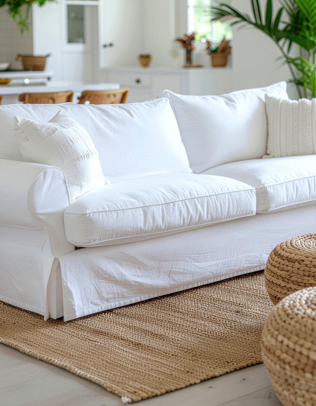 Slipcovered furniture for washing - 30 kid friendly living room ideas