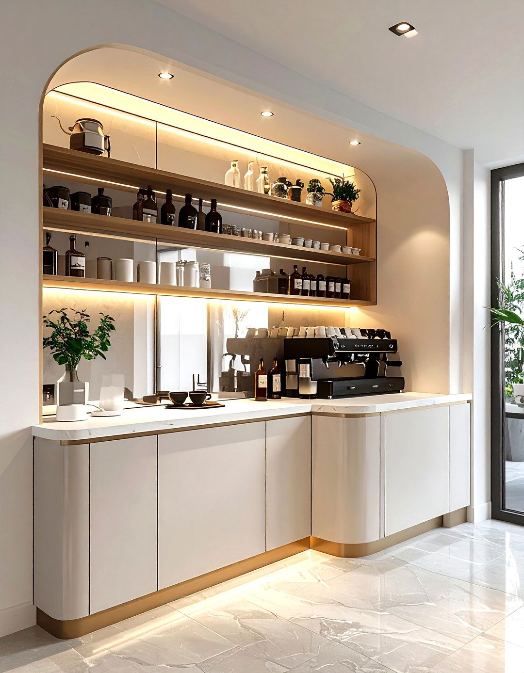 Small Alcove Drink Station - 30 kitchen beverage center ideas