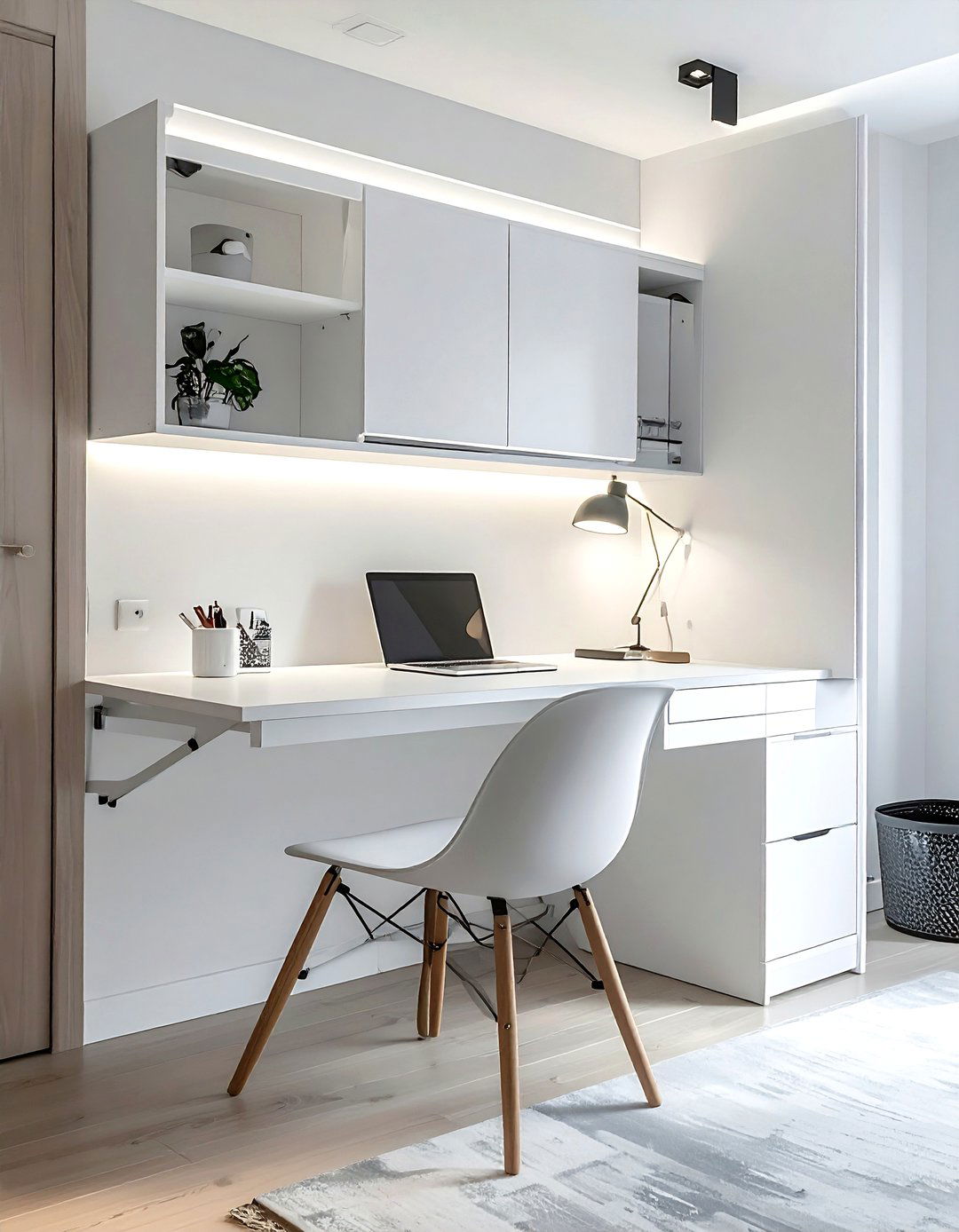 Small Apartment Fold Down Desk - 30 studio apartment decor ideas