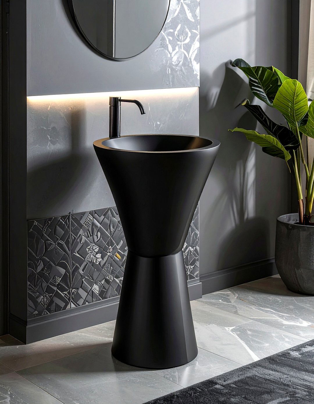 Small Black Pedestal Sink - 30 black bathroom furniture ideas