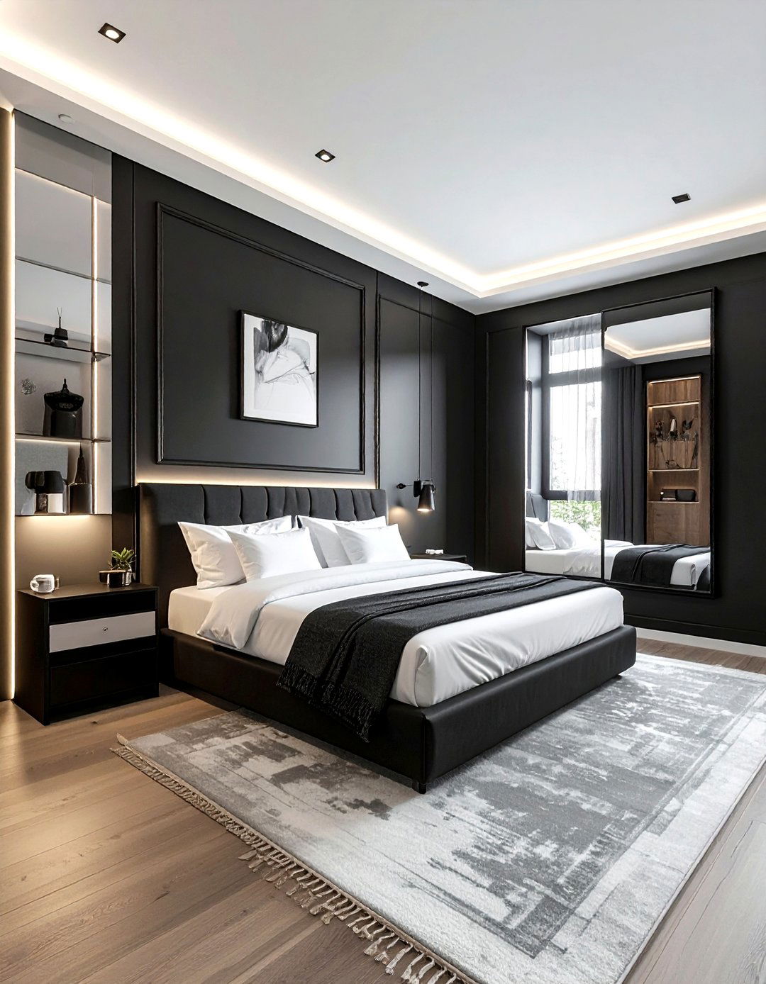 Small Black Space - 30 contemporary black bedroom ideas